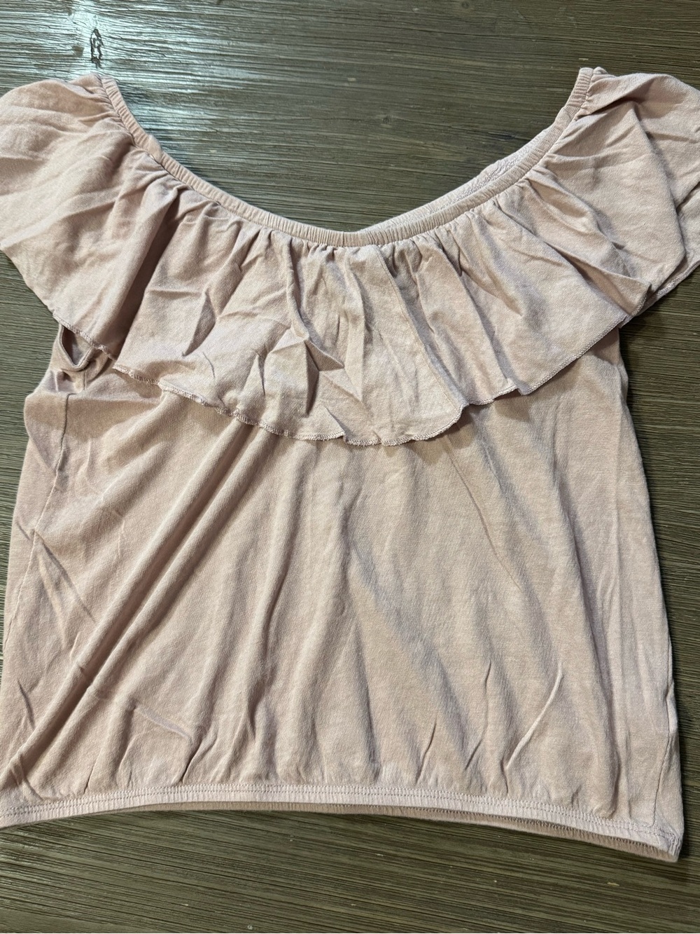 Express Blush Off-Shoulder Ruffle Crop Top